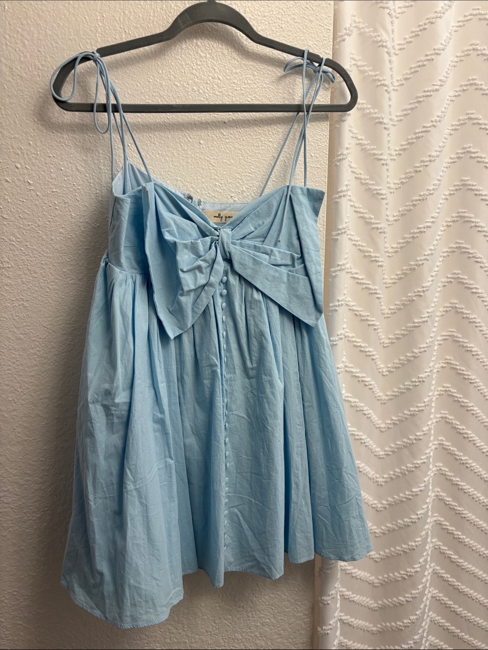 Light Blue Tie-Shoulder Bow Front Sundress Top